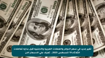 تغير جديد في سعر الدولار والعملات العربية والأجنبية قبل بداية تعاملات الثلاثاء 19 أغسطس 2025.. تعرف على الأسعار الآن